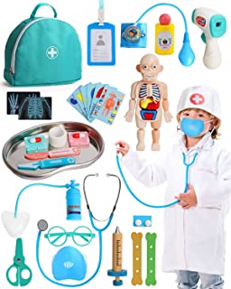 Lehoo Castle Kids Doctors Set, Pretend Doctor Kit Toys Medical Playset, Wooden Play Toys, Educational Toys for 3 Year Old Boys