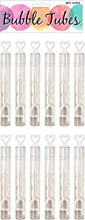 12 Mini Heart Bubble Tubes With 4ml Bubble Liquid Solution and Blow Wands, Perfect for Weddings, Parties and Celebrations, Children’s Birthday Party Bag Fillers, Wedding Favours, Kids Toys