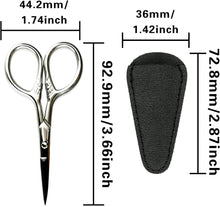 1 Pack Small Eyebrow Scissors, Professional Ear Nose Hair Scissor, Curved and Safety Sharp Tip Grooming Trimming Beauty Shears for Mustache, Nail, Facial and Eyelashes with PU Case