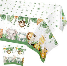 Heboland 2 Pack Jungle Safari Party Table Cloth Table Covers,274 x 137 cm Plastic Rectangular Tablecloths for Baby Shower Wild One Boys Kids Birthday Animals Party Decorations