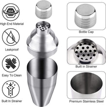 Pubiao 24 Ounce 750ml, Cocktail Shakers Stainless Steel Cocktail Shaker Built-in Bartender Strainer with Measuring Cups 15/30 ml Drink Bar Set Accessories