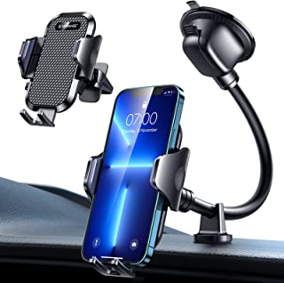 [Ultra Durable & Stable] VANMASS Car Phone Holder Windscreen Mount [Flexible Long Gooseneck] Mobile Phone Holder for Cars Dashboard Vent Universal Cradle Compatible with iPhone 13 14 pro max Samsung