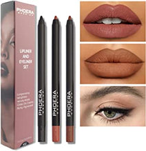 Anglicolor Phoera Lip Liner and Eye Liner 3Pcs Set, Professional Long Lasting Eyeliner Pencil, Easy to Colour, Waterproof for Women and Girls, K02 (Pack of 3)