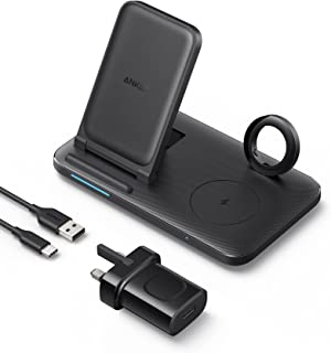 Anker Wireless Charger, 3-in-1 Wireless Charging Station with Adapter, 335 Wireless Charger, Works with iPhone 13/13 Pro / 13 Pro Max, Apple Watch Series 1-6 (Watch Charging Cable Not Included)