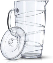 LIVIVO Swirl Design 2L Plastic Pitcher Jug with Lid and Vented Spout - Great for Picnics, BBQs, Poolside, Camping, Childrens Parties or Just Everyday Use (Clear)