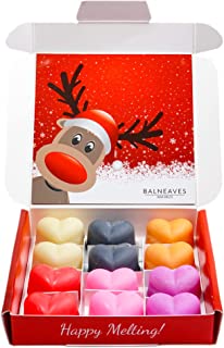 12 Melts of Christmas Wax Melts | Strong Scented Wax Melt Gift Set | 12 x 6g Hearts | Hand Made in The UK | Vegan Friendly | Long Lasting Soy Wax Melt Sample Box