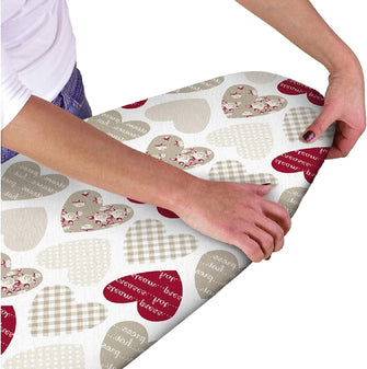 BB sky Ironing Board Cover Elasticated Easy Fit Double Layer Heat Reflective Backing Red Hearts, One Size