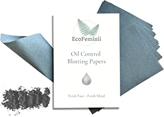 EcoFeminii Oil Control Blotting Sheets-100 pcs Natural Papers for Clear, Clean and Matte Skin-Added Charcoal for Absorbency-Removal of Facial Oil, Sebum & Grease (Medium 6cm x 9cm)