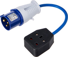 Powermaster 341082 16A-13A Fly Lead Converter 16A Plug to 13A Socket, Blue