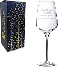 Personalised Engraved 16oz Aristo Wine Glass, Personalise with Any Message for Any Occasion, Stylize with a Variety of Fonts, Laser Engraved, Gift Box Included