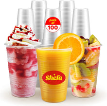 Shefa Clear Plastic Cups - Plastic Party Cups for Beer, Water, & Juice, Plastic Cups for Dessert & Cold Drinks - Slush Cups & Milkshake Cups, Plastic Cocktail Cups - 180ml, 100 Plastic Glasses