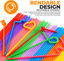 Plastic Straws- 100pcs Straws Drinking Plastic 12.8 Long, Reusable Straw- Flexible, Colourful, BPA-Free Straws for Parties, Camping, Picnic-Great for Cocktails, Soda, Juice.