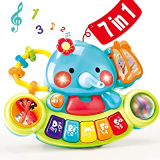 hahaland Baby Toys 6 Months Plus 7-In-1 Elephant Piano Musical Toys for 1 Year Old Girls Boys, Early Development & Activity Newborn Toys for 6 9 12 18 Months