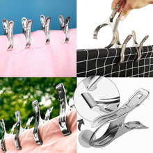 8 Pack 12cm Beach Towel Clips, Large Stainless Steel Sunbed Towel Pegs Laundry Clip Clamps Hanging Clothes Pegs Quilt Clothespins for Heavy Clothing Sun Lounger(Silver)