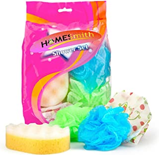 HOMESmith - Shower Set - Luxuriously Soft Exfoliating Sponge - Foam Balls and Shower Cap, Colourful, HS-142