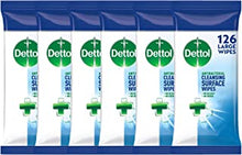 Dettol Wipes Antibacterial Bulk Surface Cleaning, Multipack of 6 x 126, Total 756 Wipes (Packaging May Vary)