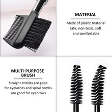 1 3-in-1 makeup brush, 50-count eyelash brush, dual-ended brow brush, makeup tool for separating lashes, removing mascara clumps and grooming brows