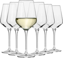 Krosno Large White Wine Glasses Set of 6  390 ML  Avant-Garde Collection  Wedding Gift Cocktail Set  Glasses Drinking Crystal Wine Glass  Home, Restaurants and Kitchen Set  Dishwasher Safe