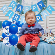 Happy Birthday Banner, Blue Party Decoration Happy Birthday Bunting Banners with 12" Large Latex Balloons Confetti Balloons for Boys Men 1st 16th 18th 21st 30th 40th 50th 60th Birthday Decorations