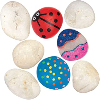 Baker Ross AT759 White Painting Stones - Pack of 20, Pebbles for Painting, Great Painting Kit for Kids with White Decorative Stones and Pebbles for Crafts