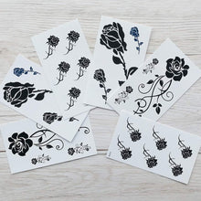 Black Rose temporary tattoos for women sexy 6 Pcs by Yesallwas,rose Tattoo Sticker Fake Tattoos for kids girls,waterproof and Long Lasting sexy body tattoos -small black rose,fake flower,floral tattoo