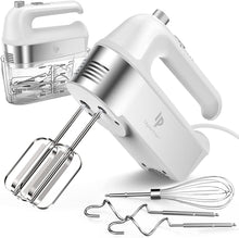 Hand Mixer Electric, 450W Kitchen Mixers with Scale Cup Storage Case, Turbo Boost/Self-Control Speed + 5 Speed + Eject Button + 5 Stainless Steel Accessories, For Easy Whipping Dough,Cream