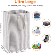 Lifewit 72L Collapsible Washing Laundry Basket Hamper, Dirty Clothes Basket Laundry Bin With Extended Handles For Storage Clothes Toys In Bedroom Bathroom, Grey