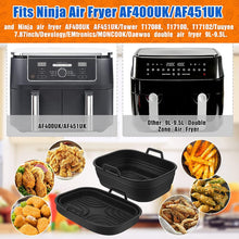 Auniq Foldable Silicone Air Fryer Liners for Ninja Dual Air Fryer AF400UK, AF451UK & Tower T17088, 6Pcs Dual Air Fryer Accessories Reusable Air Fryer Basket for 9L-9.5L Double Zone Air Fryer, Large