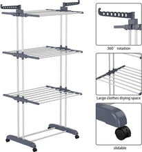 HOMIDEC Airer Clothes Drying Rack,4-Tier Foldable Clothes Hanger Adjustable Large Stainless Steel Garment Laundry Racks for Indoor Outdoor