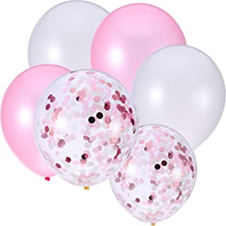 30 Pieces 12 Inches Pink Confetti Balloons Latex Balloons for Girl Baby Shower Wedding Birthday Party Decoration