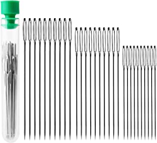 AIEX 30pcs Big Eye Hand Sewing Needles Large Eye Stitching Needles in a Clear Tube Upholstery Needles Set 1.6” 2” 2.4”