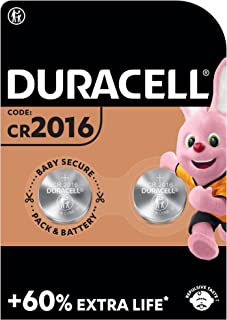 Duracell Specialty 2016 Lithium Coin Battery 3V, pack of 2, with Baby Secure Technology and suitable for keyfobs, scales, wearables and medical devices (DL2016/CR2016)