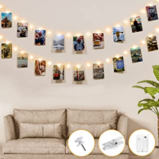 50LED Photo Clip String Lights, Kolpop 5M Photo Peg Fairy Lights Indoor with 30 Clips Battery Powered Cooper Wire Hanging String Photo Display for Bedroom Birthday Wedding Party Christmas Decorations