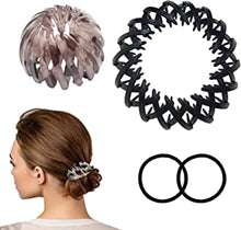 Expandable Bird Nest Shaped Hair Clips,2 Pcs Retractable Hair Loops with 2 Pcs Headbands,Ponytail Hairpin for Fixing Hair for Girls and Women.