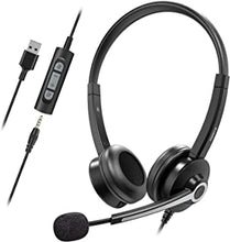 Nulaxy Headphones with Microphone, 3.5mm USB Headset with Noise Cancelling Mic, Inline Control, Business PC Headsets for Computer, Laptop, Phone, Skype, Call Center, Webinar, Classroom, Office