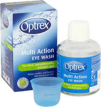Optrex Multi Action Eye Wash, For Tired, Uncomfortable & Irritated Eyes, 100ml each, Washes, Soothes & Cleanses, Contains Natural Plant Extracts, With Flexiseal Eye Bath