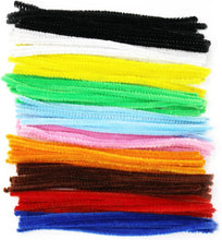 Bright Ideas 100 Assorted 150mm x 5mm, Multi Colour Pipe Cleaners, Chenille Stems, Arts & Craft, Black, White, Yellow, Green, Light Blue, Pink, Orange, Brown, Red, Dark Blue, 150mm