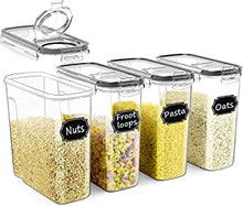 Cereal Container Set, Wildone Food Storage Containers [Set of 4] Large Airtight Storage Keeper 4L(135.2oz), Leak-Proof & BPA Free, Great for Cereal, Flour, Sugar, Baking Supplies