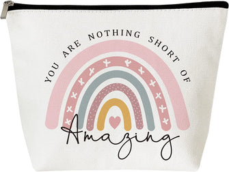 Inspirational Gifts for Women, Thank You Gifts, You are Nothing Short of Amazing Rainbow Makeup Bag, Birthday Gifts for Women, Best Friend, BFF, Bestie, Sister, Boss, Wife, Teacher, NHS, Nurse, Her