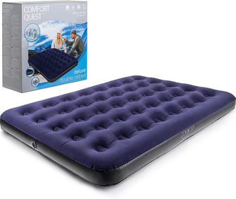 Comfort Quest Double Airbed, Inflatable Guest Air Bed, Blow Up Camping Mattress, Flocked Surface, Coil Beam Construction, L191cm x W137cm x D22cm, Max Weight 295kg