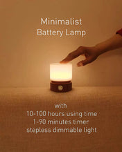 Smilodon Timer Night Light, Small LED Bedroom Lamp, Bedside Table Lamp, Night Light Kids, Baby Breastfeeding, Woodgrain, Dimmable, Battery Operated, Warm Mood Light Color