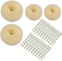 Hair Donut, 4PCS Easy Bun Maker for Hair, Blonde Doughnut Bun Hair Accessories Buns Shaper for Girls Woman Ballet Hair Deft Bun for Hair with 20PCS Hair Pins (Beige)