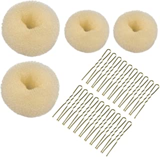 Hair Donut, 4PCS Easy Bun Maker for Hair, Blonde Doughnut Bun Hair Accessories Buns Shaper for Girls Woman Ballet Hair Deft Bun for Hair with 20PCS Hair Pins (Beige)