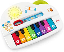 Fisher-Price Silly Sounds Light-Up Piano - UK English Edition, take-along toy piano with lights, real music notes and learning songs for baby and toddlers, GFK04