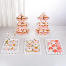 NWK 5 Piece Cake Stand Set with 2xLarge 3-Tier Cupcake Stands + 3X Appetizer Trays Perfect for Wedding Birthday Baby Shower Thanksgiving Christmas New Year Party (Round)