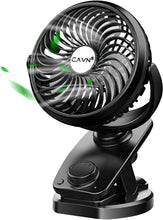 CAVN USB Desk Fan, 5000mAh Rechargeable Mini Portable Clip Fan (Max 45 Hours), 4 Speeds 360 Rotation, Auto Oscillating Quiet Fan Personal Fan for Baby Stroller Home Office Travel Camping (Black)