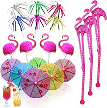 80 Pieces Cocktail Accessories Umbrellas,20 Flamingo Cocktail Sticks, 20 Paper Umbrella Drink Sticks, 20 Aluminum Foil Palm Tree Cocktail Sticks,20 Flamingo Stirring,Sticks for beach, Hawaiian parties