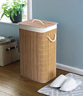 COUNTRY CLUB 124024869 Bamboo Natural Eco-Friendly Hamper Laundry Basket with Lid, 40cmx30cmx60cm