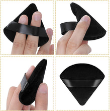 WROLY Triangle Puff 2 Pcs for Pressed Powder, Soft & Resuable Foundation Sponge With Strap, Makeup Sponge Perfect For Dry & Wet Makeup (Black + Black)