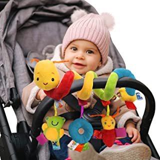 kidoola Spiral Wrap-Around Baby Pram Toys | Velvet Spiral Baby Interactive Hanging Car Seat Toy, Ideal for Buggy, Pram, Pushchair, Stroller, Car Seat or Cot | Travel Toy for Boy & Girls (3+ Months)